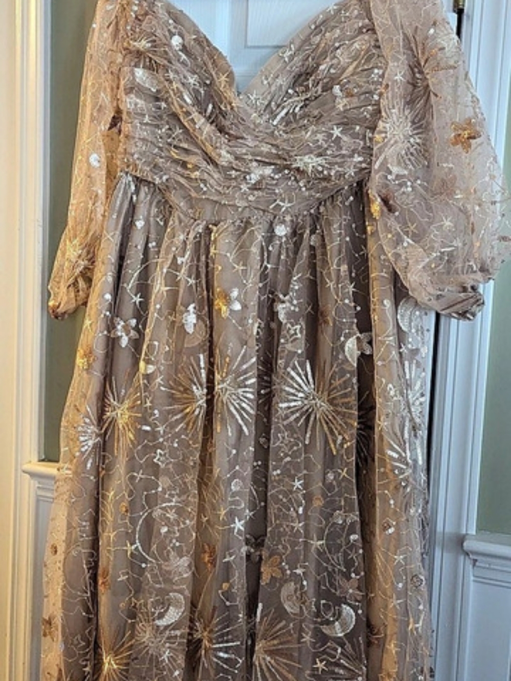 Floral Sheer Midi Dress in Brown